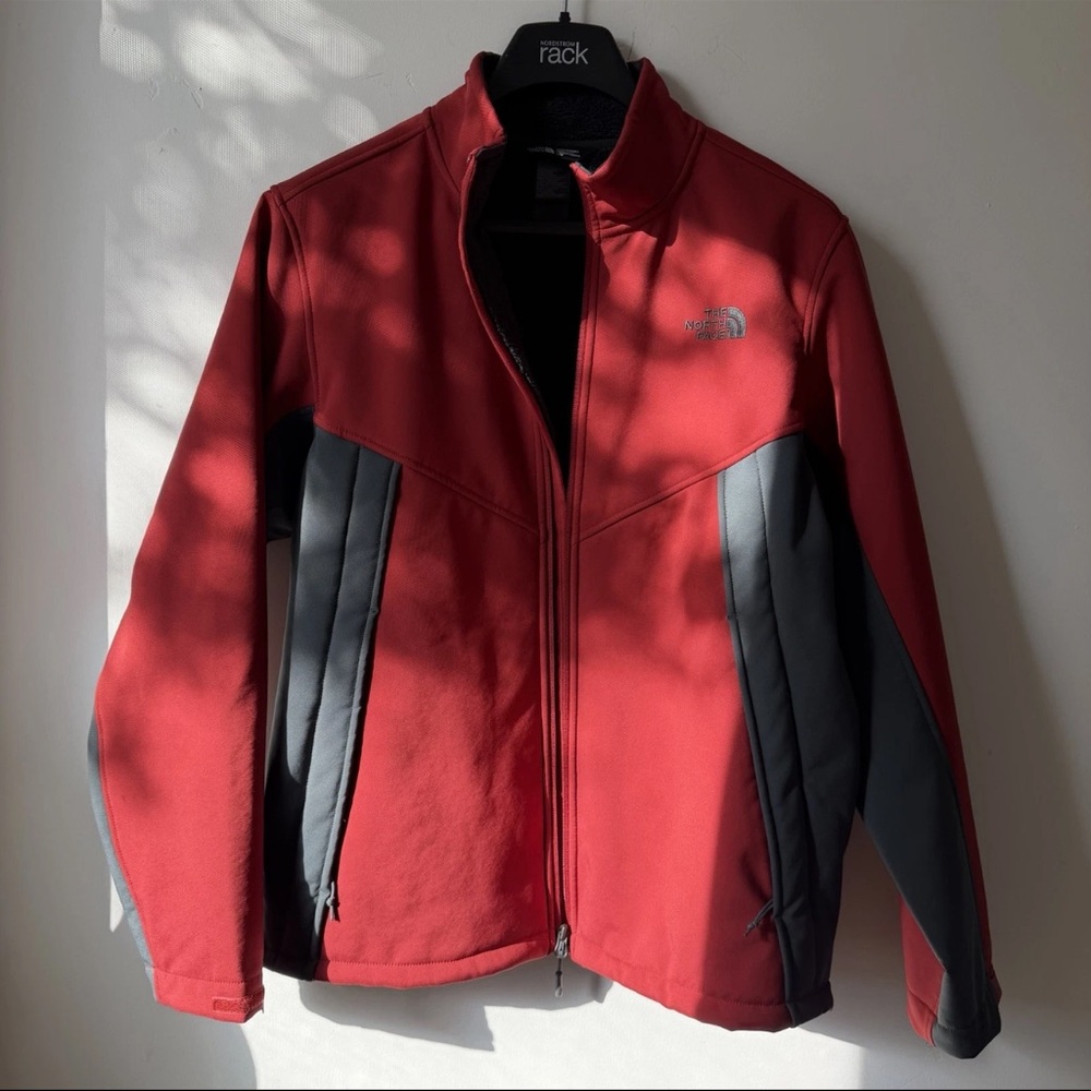 The North Face Jacket Mens Large Red Gray Apex Chromium Thermal Coat Windwall